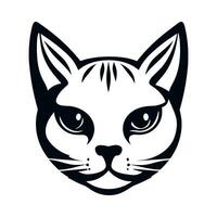 gato cara icono, contento gatito cabeza silueta vector