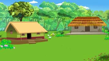 Village natural cartoon comics background motion green video