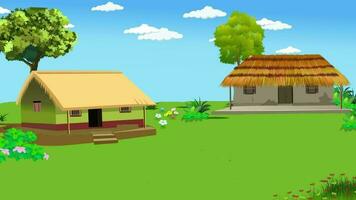 Village natural cartoon comics background motion green video