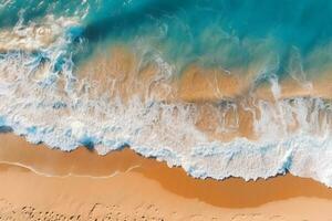 an aerial view of the ocean waves on a sandy beach. generative ai photo