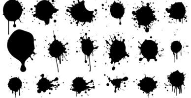 Set of vector brushes. Mega pack set of different brush strokes, black ink splatter, blots, round freehand drawings, grungy drawn lines, waves, circles, triangles, art design elements photo