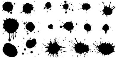 Set of vector brushes. Mega pack set of different brush strokes, black ink splatter, blots, round freehand drawings, grungy drawn lines, waves, circles, triangles, art design elements photo