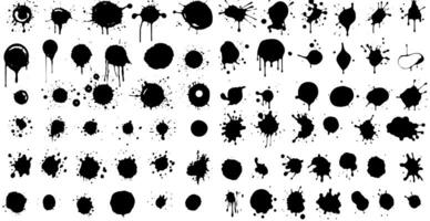 Set of vector brushes. Mega pack set of different brush strokes, black ink splatter, blots, round freehand drawings, grungy drawn lines, waves, circles, triangles, art design elements photo