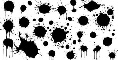 Set of vector brushes. Mega pack set of different brush strokes, black ink splatter, blots, round freehand drawings, grungy drawn lines, waves, circles, triangles, art design elements photo