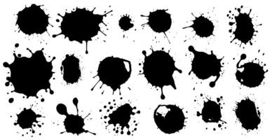 Set of vector brushes. Mega pack set of different brush strokes, black ink splatter, blots, round freehand drawings, grungy drawn lines, waves, circles, triangles, art design elements photo