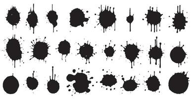 Set of vector brushes. Mega pack set of different brush strokes, black ink splatter, blots, round freehand drawings, grungy drawn lines, waves, circles, triangles, art design elements