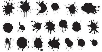 Set of vector brushes. Mega pack set of different brush strokes, black ink splatter, blots, round freehand drawings, grungy drawn lines, waves, circles, triangles, art design elements