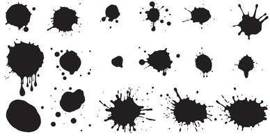 Set of vector brushes. Mega pack set of different brush strokes, black ink splatter, blots, round freehand drawings, grungy drawn lines, waves, circles, triangles, art design elements