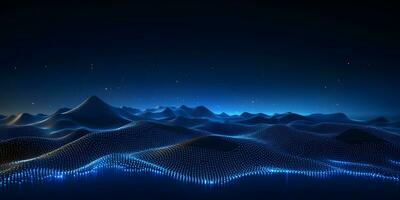 abstract background of waves and mountains.Data technology futuristic illustration.generative ai photo