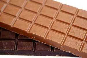 a bar of dark chocolate is shown on a white background photo