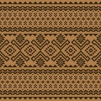 Aztec geometric seamless ethnic pattern. Tribal traditional ornament pixel motif. Design for textile, fabric, clothing, curtain, rug, ornament, wrapping. vector
