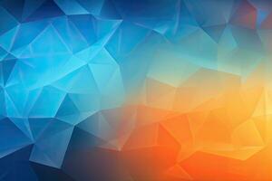 Abstract polygonal background. Triangular design for your business, Blue orange Gradient Digital Polygons, A Network Grid Fusion background wallpaper, AI Generated photo