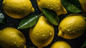 Fresh Lemon Seamless Texture with Dewy Highlights. Generative AI photo