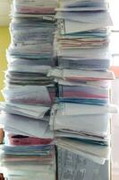 a stack of papers photo