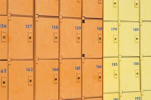 a row of yellow and orange lockers photo