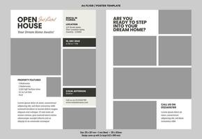 Real Estate Flyer Template, Open House Flyer Template, Real Estate Services vector