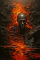 Molten rivers meander painting hells portrait on a desolate barren canvas photo