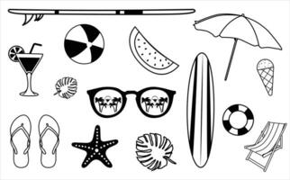 Summer object vector on white background