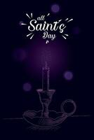 All Saints' Day, candle illustration in drawing style in vector