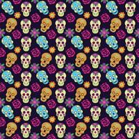 Skulls of the dead day. Mexican sugar man head halloween tattoo to honor death. Seamless pattern. vector