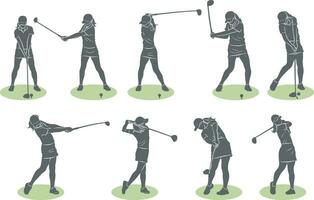 hembra golf jugador silueta. vector