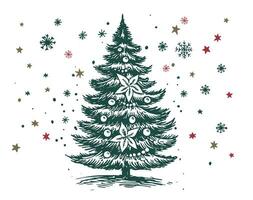 Christmas tree set hand drawn illustration vector