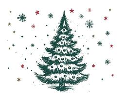 Christmas tree set hand drawn illustration vector