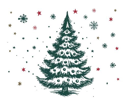 Christmas tree set hand drawn illustration