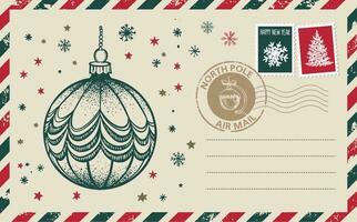 Christmas mail, postcard, hand drawn illustration. vector