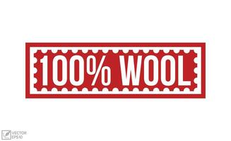 100 Percentage Wool stamp red rubber stamp on white background. vector