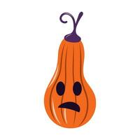 tallado Víspera de Todos los Santos calabaza con escalofriante rostro. vector ilustración