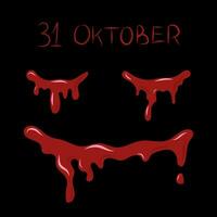 Splash of blood on black background. Concept of horror and Halloween. Vector illustration