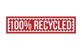 100 porcentaje reciclado grunge caucho sello en blanco antecedentes. 100 porcentaje reciclado caucho estampilla. vector