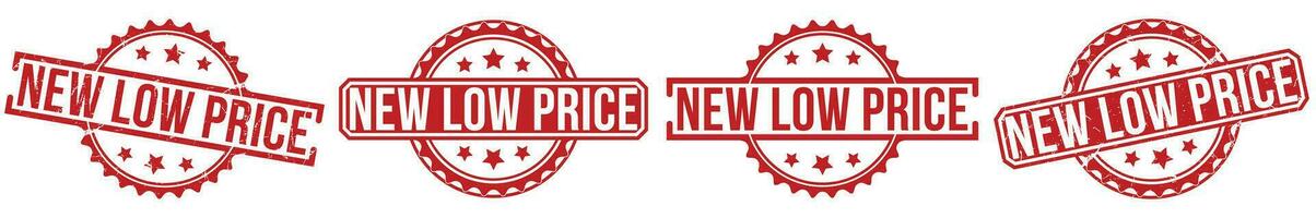 nuevo bajo precio sello rojo caucho sello en blanco antecedentes. nuevo bajo precio sello signo. nuevo bajo precio estampilla. vector