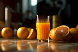 Juice orange glass. Generate Ai photo