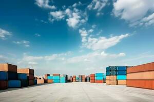 Container yard sky business. Generate Ai photo