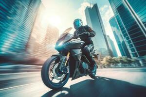 motocicleta exceso de velocidad. generar ai foto