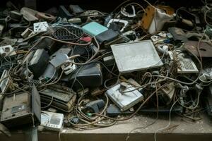 Old electronic waste. Generate Ai photo