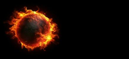 Hyper realistic fireball banner. Generate Ai photo