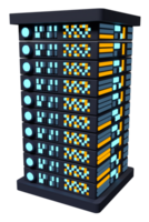 3D server. Network server room. 3D computer equipment. Storage database. Isometric server. 3D rendering png