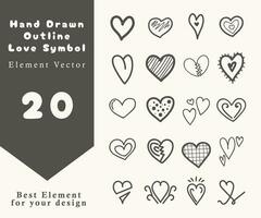 collection of love symbols with outline vector elements