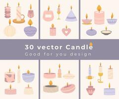 Collection candle vector flat color
