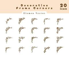 collection of vector striped drawing corner frames elements