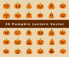 Collection halloween jack-o-lantern vector flat color