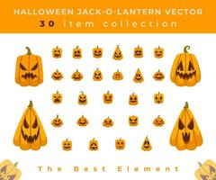 colección Víspera de Todos los Santos Jack-o-lantern vector plano color
