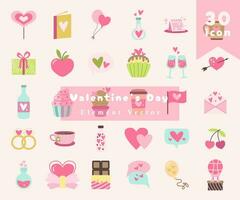 collection of valentines day decorative elements vector elements