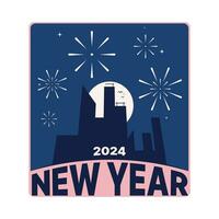 contento nuevo año 2024 vector diseño en Clásico estilo