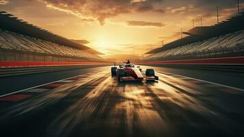 el dinámica transformación de un f1 carreras pista en movimiento. generativo ai foto