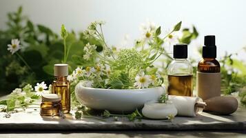 Herbs and the Art of Wonderful Cosmetics. Generative AI photo