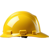 Yellow hard plastic construction helmet. AI Generative png